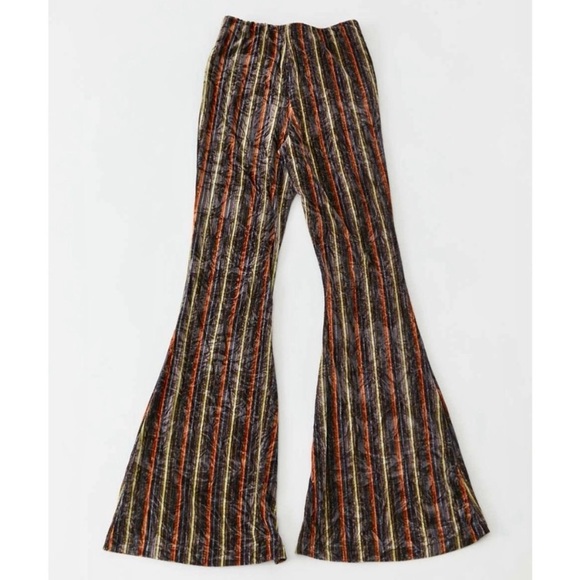 Urban Outfitters Pants - Urban outfitters size small: Striped velour elastic waste flare pants